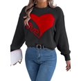 thumbnail image 2 of Valentine'S Day Sweater for Women Heart Woven Knitted Pullover Long Sleeve Woven Knitted Casual Sweater Black XL, 2 of 9