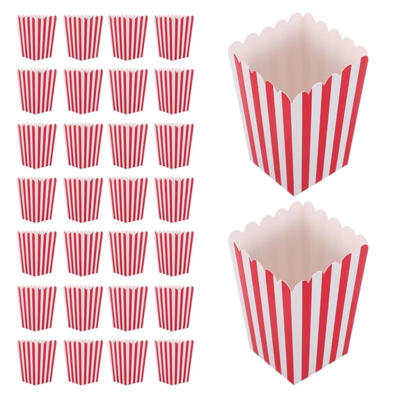 AURARMLET 48Pcs Retro Red Paper Popcorn Holders Foldable Popcorn Boxes for Movie Night and Carnival