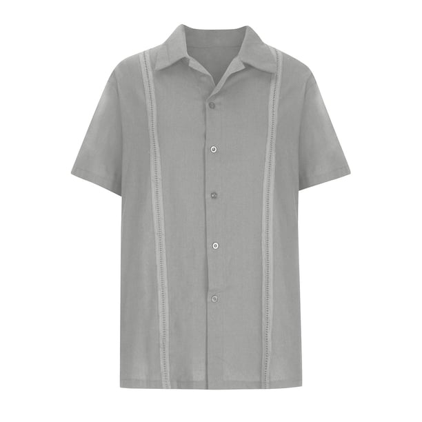 Camisas Hombre Casual Tops Lino Transpirable Guayabella Cubana Manga Corta Playa Odeerbi ODB171250