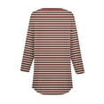 thumbnail image 5 of YUGYXL Casual Henley Shirts for Women Three Quarter Sleeve Tshirts Trendy Striped Blouses Tops Ladies Tunics Tees Brown XL, 5 of 5