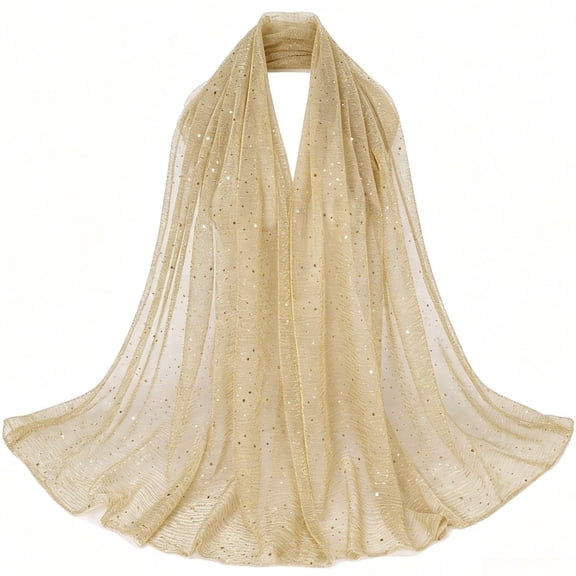 Sequin Shawls Gold Scarf Sparkly Wraps for Women Veils Evening Dresses Bandana Head