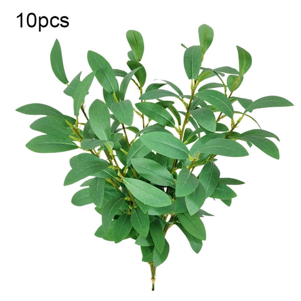 Planta Artificial Hoja Rama Simulación Vegetación Hogar Oficina Tela Planta falsa, Verde 10 Piezas kenally HA8513-01B