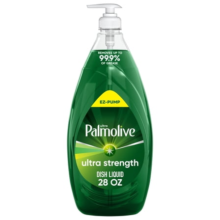 Palmolive Ultra Strength Liquid Dish Soap, Grease Cutting, 28 fl oz EZ-Pump, EZ-Clean Bottle