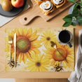 thumbnail image 2 of Sunflower Placemats Set of 12, Yellow Floral Elegant Pastoral Flowers Rustic Placemats for Dining Table, Place Mats for Kitchen Tabletop, Waterproof Wipeable Dining Table Mats Set, 2 of 9