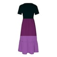 thumbnail image 3 of Qertyioot Robe d'Été Décontractée à Manches Courtes pour Femmes, Robe de Plage Maxi Fluide à Étages avec Poches et Imprimé Coloré, 3 of 4
