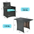 thumbnail image 3 of Gymax 3PCS Patio Wicker Bistro Set PE Rattan Dining Table Set w/ Turquoise Cushions, 3 of 10