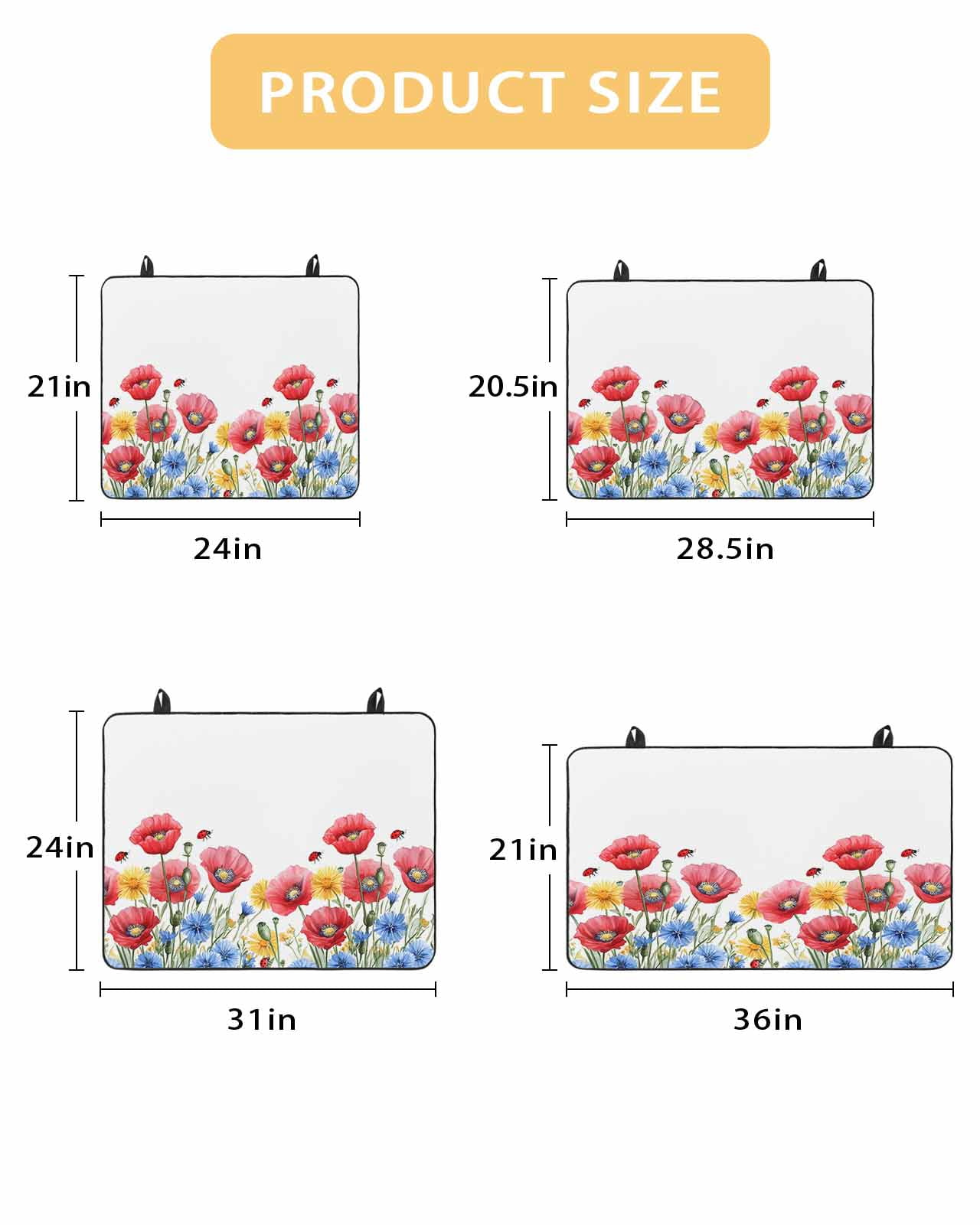 nqOlkjepod Large Induction Cooktop Protector Mat 36"x21", Red Blue Floral Stove Top Covers for Electric Stove, Independence Day Watercolor Wildflower Stove Burner Cover Mats, Glass Top Stove Cover