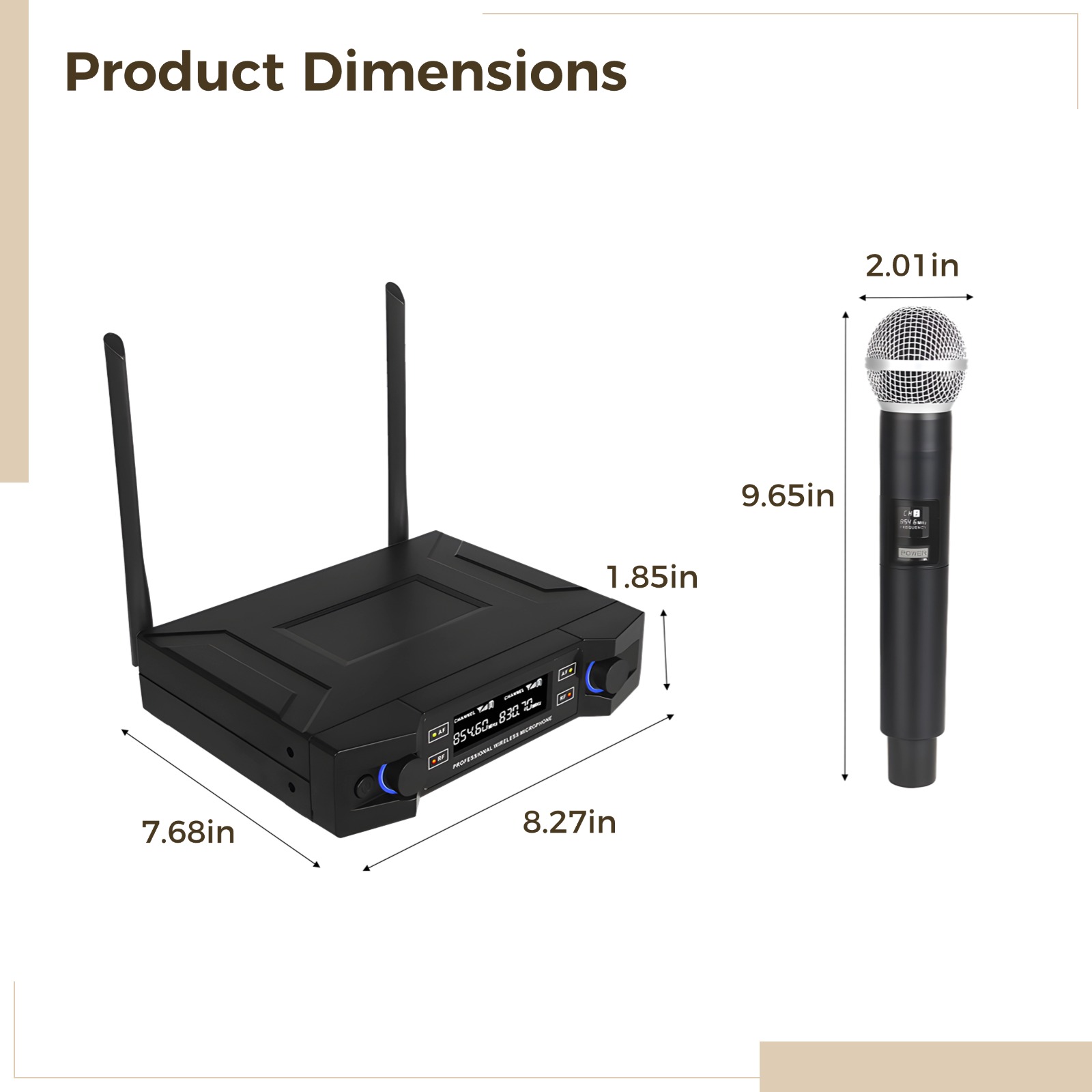 Wireless Microphone with Dual Handheld Mics, No Delay, Noise Reduction, Adjustable Volume, for Karaoke, Stage Performances, and More