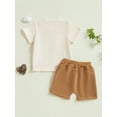 thumbnail image 6 of Toddler Baby Boy Summer Clothes Set 6 12 18 24 Months 2T 3T 4T Tractor Letter Print Short Sleeve T-Shirt Elastic Waist Solid Shorts Outfit Sets, 6 of 9