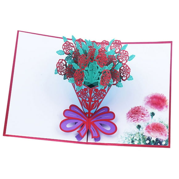 braveheart Carte Postale Fleur 3D Pop up Faite à la Main Cartes de Vœux Carte d'Invitation Anniversaire Saint-Valentin Cadeaux Fête des Mères