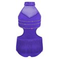 thumbnail image 4 of Jhaoyu Robe de Danse Latine pour Filles avec Strass, Franges, Justaucorps Sans Dos, Violet 8, 4 of 7