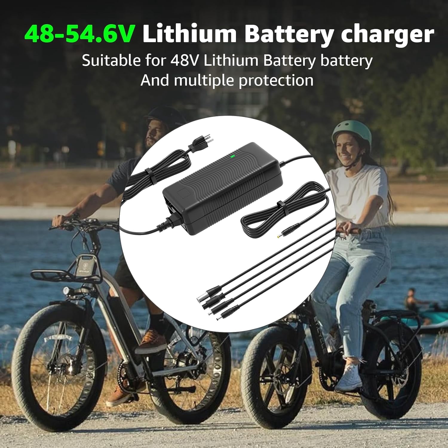 54.6V 2A Electric Charger for 48V Lithium Battery Compatible with Battery Charger,Equipped with 4 Output Heads