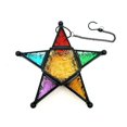 thumbnail image 1 of Five-pointed Star Candle Holder Moroccan Style Hanging Glass Metal Lantern, 1 of 9