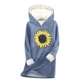 thumbnail image 2 of Tops for Women Long Sleeved Hooded Daisy Printing Thickened Casual Sweatshirt,Womens Tops Plus Size Blue XXXL, 2 of 5