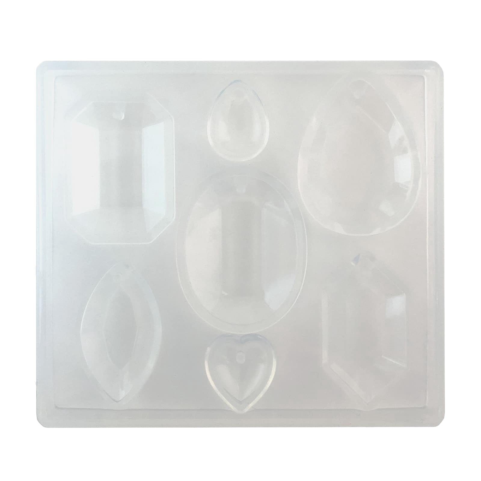 Blue Moon Studio UV Resin Craft Faceted Gems Flat Mold, 6 Pack