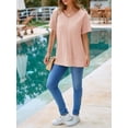 thumbnail image 4 of Womens Oversized Tshirts Knit V Neck Short Sleeve Tunic Tops Summer Casual Loose Fit Tee Shirts, 4 of 7