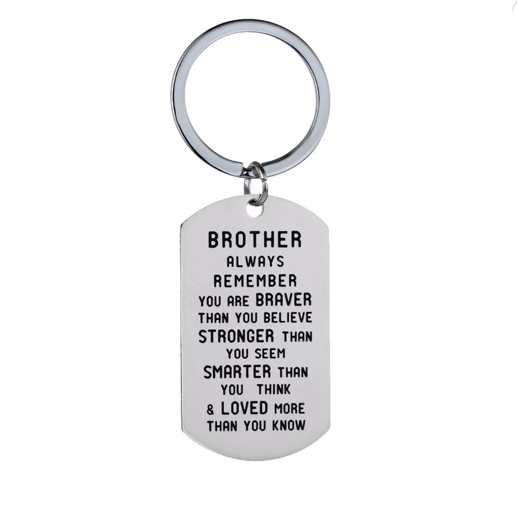 Stainless Steel Pendant Family Gift Mom Dad Son Brother Keychain Key Chain Ring 