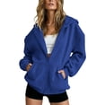 thumbnail image 2 of BFRGSIJ Full Zip Up Hoodie for Women Drawstring Hooded Sweatshirt Lightweight Casual Fall Winter Jacket with Pocket M, 2 of 5