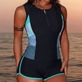 thumbnail image 2 of AHTJRT Athletic Swimsuits for Women 1/4 Zipper Crewneck Sleeveless Rash Guard Bathing Suit with Dolphin Shorts Summer Surfing Trainning 2 Piece Tankinis Black M, 2 of 7