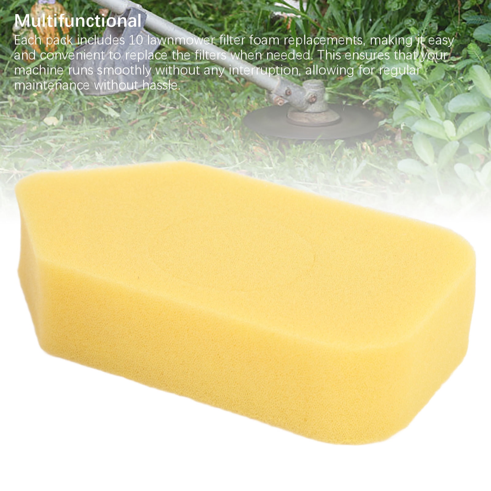 YAHHU 10PCS Lawnmower Foam Air Filter Replacement Set for Briggs & Stratton 698369 4216 5088 5099, Premium PU Foam Lawn Mower Engine Cleaner Accessory Parts (11.81 inches / 30 cm)