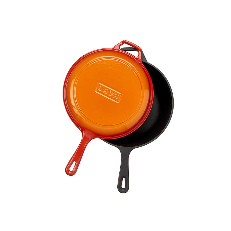 Orange Enameled Cast Iron Skillet Fry Pan by Nardelli Cookware
