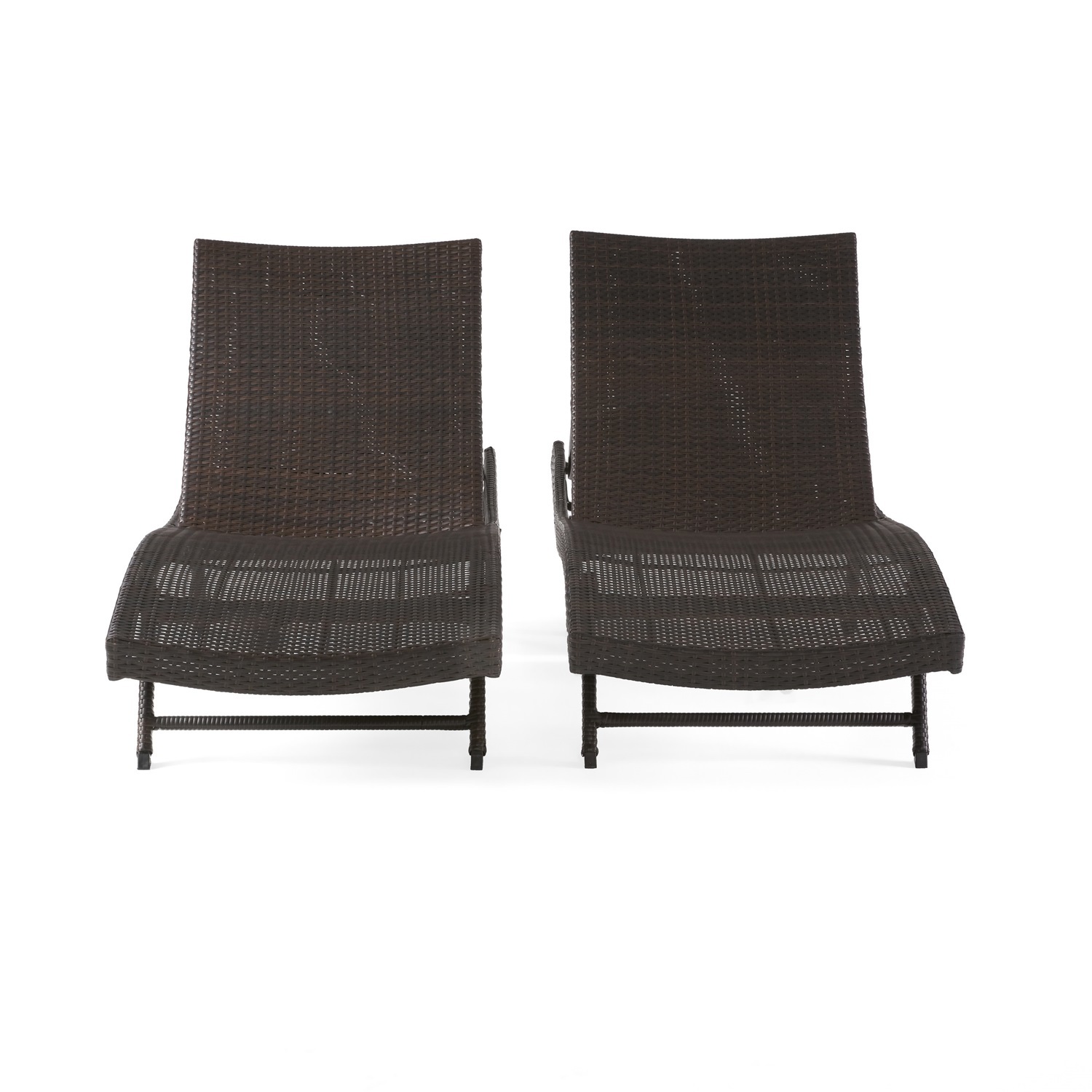 Canddidliike Set of 2 Rattan Patio Chaise Lounges, Outdoor Wicker Reclining Lounge Chairs with Adjustable - Brown - image 3 of 10
