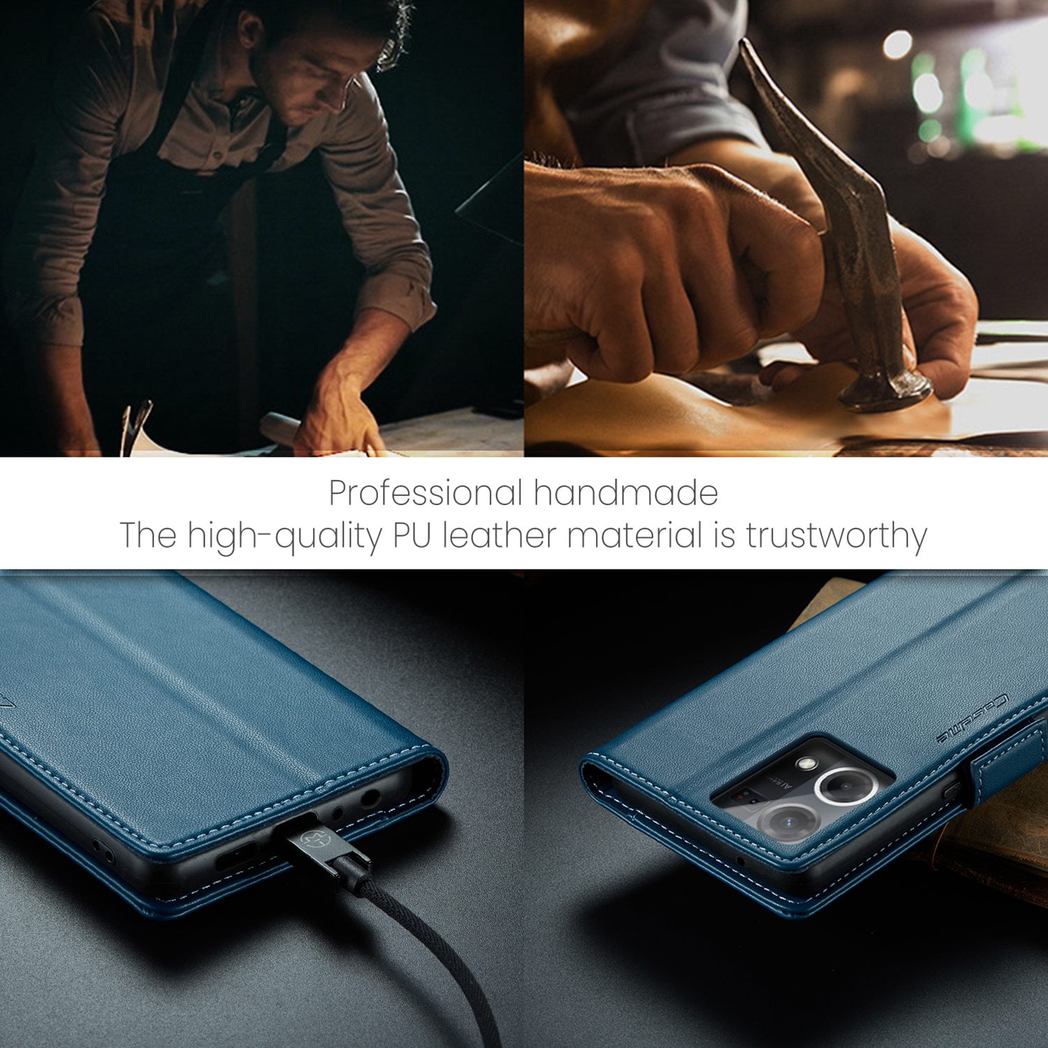 ETFAST Leather Phone Case Wallet With Card Holder Zipper For OPPO Reno 8 4G High Quality Leather Phone Case