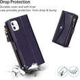 thumbnail image 6 of for iPhone 11 Phone Wallet case with Zipper Card Holders for Women,iPhone 11 Phone Cases Slots Crossbody Flip Folio Book Cover with Credit Card Holder Men for iPhone11 case - Purple, 6 of 12