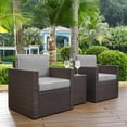 thumbnail image 2 of Palm Harbor 3-Piece Outdoor Wicker Conversation Set With Gray Cushions - Two Arm Chairs & Side Table, 2 of 2