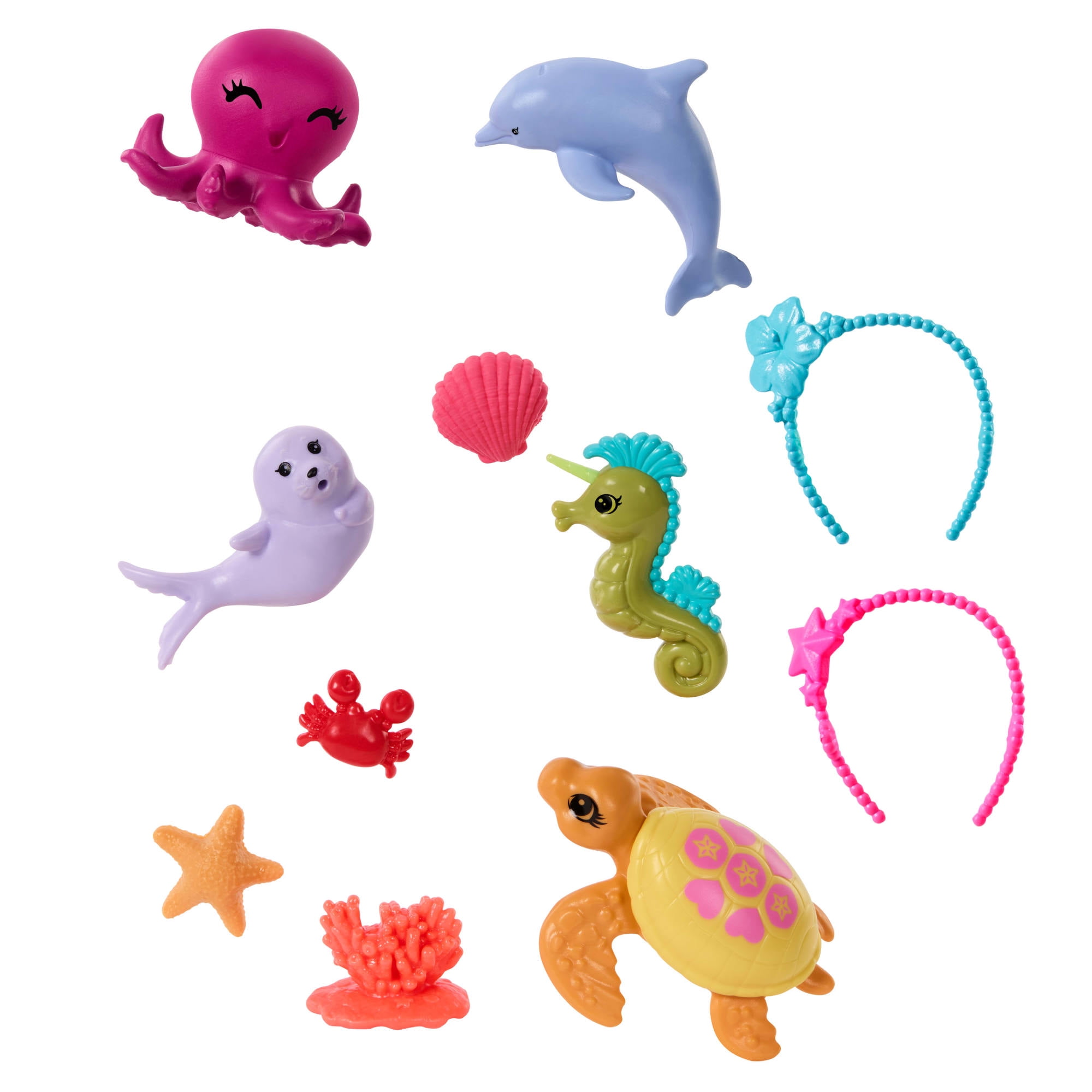 Barbie Mermaid Dolls 2Pack with Sea Animals Including Dolphin, Otter, Seahorse & Ocean Accessories  (图4) Barbie Mermaid Dolls 2Pack with Sea Animals Including Dolphin, Otter, Seahorse & Ocean Accessories  (图4)