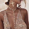 thumbnail image 3 of Rhinestone Star Bikini Harness Body Chain with Choker Sexy Belly Waist Chain Beach Nightclub Body Jewelry for Women and Girls (Gold), 3 of 11