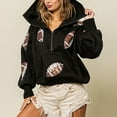 thumbnail image 6 of Towmus Womens Game Day Sweatshirts Football Sequin Hoodies Fall Outfits Long Sleeve Zipper Sweaters with Pocket, 6 of 8