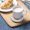thumbnail image 5 of Rainbow Tie Dye Swirl Hippie Circle Batik Drinks Coasters, Non-Scratch Cork Base Round Cups Mats for Home Kitchen Bar Decor, 5 of 7