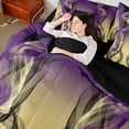 thumbnail image 4 of Feelyou Fashion Abstract Ombre Bedding Comforter Set 7pcs, Yellow Purple Gradient Striped Queen Bedding Sets, Boho Modern Art Reversible Queen Sheet Sets, Lightweight Room Decor, 4 of 8