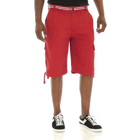 Akademiks Men's Cameron Twill Belted Cargo Shorts