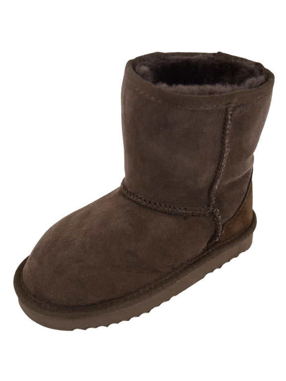 Kids Genuine Sheepskin Boot with Reinforced Heel by SNUGRUGS - Chocolate - US 8