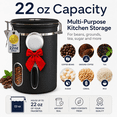 thumbnail image 6 of Coffee Canister with Window, 22 oz Airtight Stainless Steel Pantry Container, Black Home Kitchen Food Storage Organizer for Ground Coffee, Coffee Beans, Espresso, Rice, Tea, Sugar, Cereal, 6 of 8