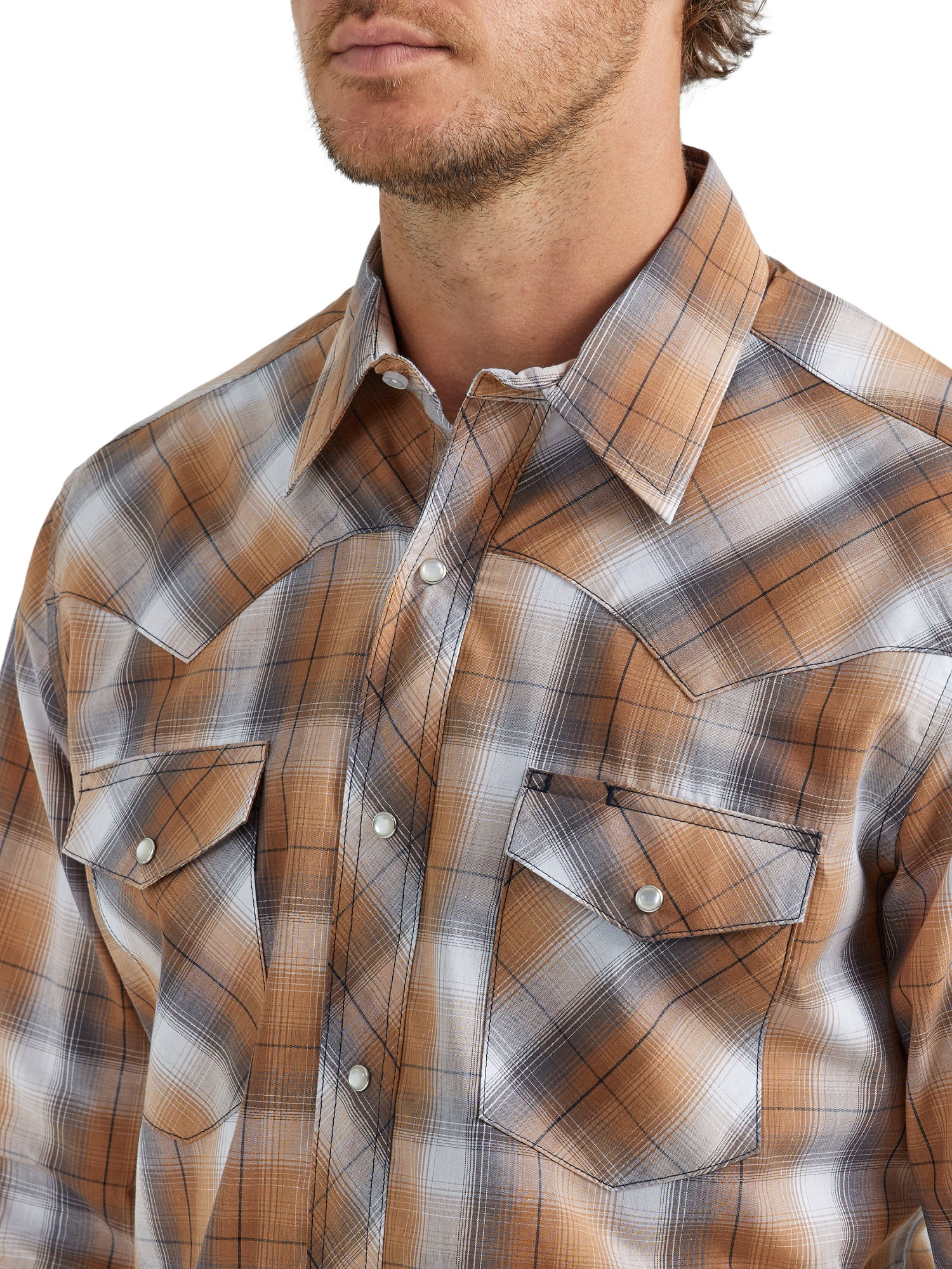 Wrangler® Men's and Big Men's Regular Fit Long Sleeve Western Shirt, Sizes S-5XL
