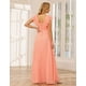 thumbnail image 2 of Vestido de dama de honor TIRAS Talla grande con volantes en gasa azul acero, 2 of 7