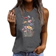 thumbnail image 3 of Pxxlle Casual Tank Tops for Women Cotton Sleeveless Crewneck Tank Top Trendy Floral Graphic Shirts Summer Beach Vacation Clothes Gray XL, 3 of 5