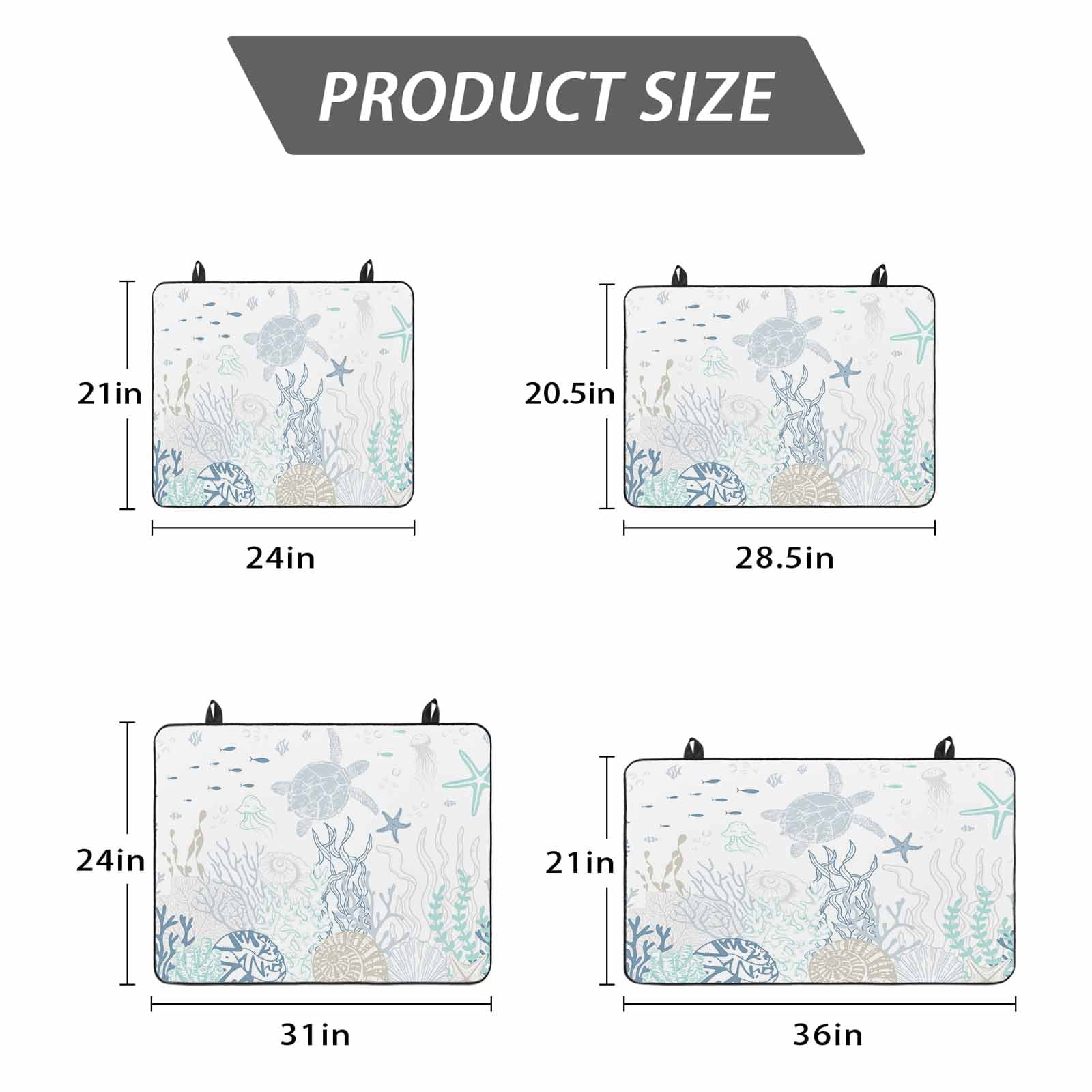 Coastal Stove Top Cover for Electric Stove, Heat-proof & Non Slip Glass Top Stove Cover Protector, Turquoise Blue Turtle Starfish Coral Jellyfish Kitchen Flat Cooktop Rubber Mat 24x21 Inches