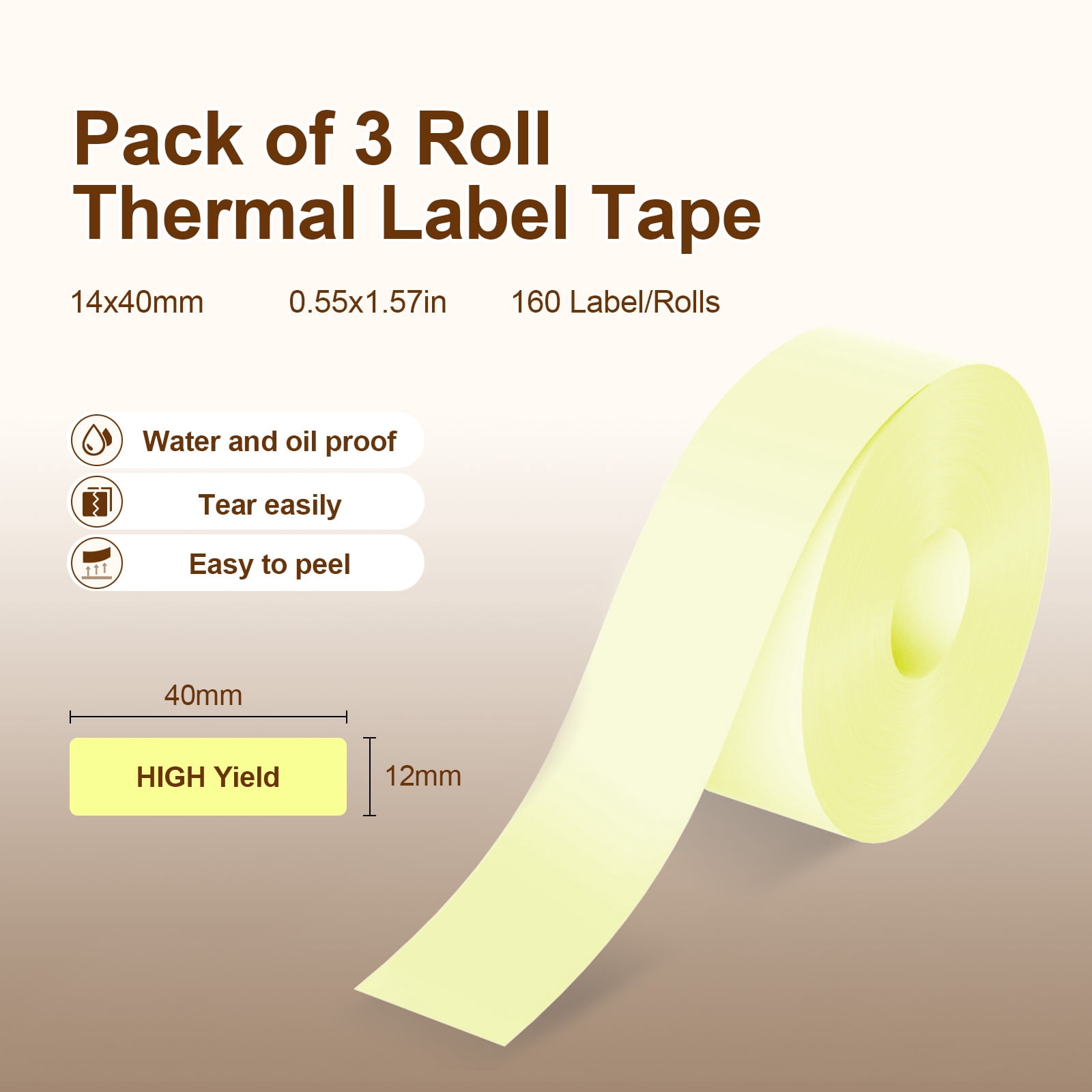 IAMSTECH Label Maker Tape D30 Q31 Q32 Q30S Q30, Yellow Blue Green set Sticker Thermal Paper, Long Self-Adhesive Label Tape, 15mm x 7m (0.59inch x 275.59inch) Continuous Paper, 3 Roll