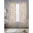 thumbnail image 5 of Flowers Birds Semi Sheer Window Curtains 84 Inches Long, Country Retro Botanical Floral Branches Rod Pocket Voile Silky Chiffon Curtain Light Filtering Drapes for Living Room, 52"x84", 2 Panels, 5 of 9