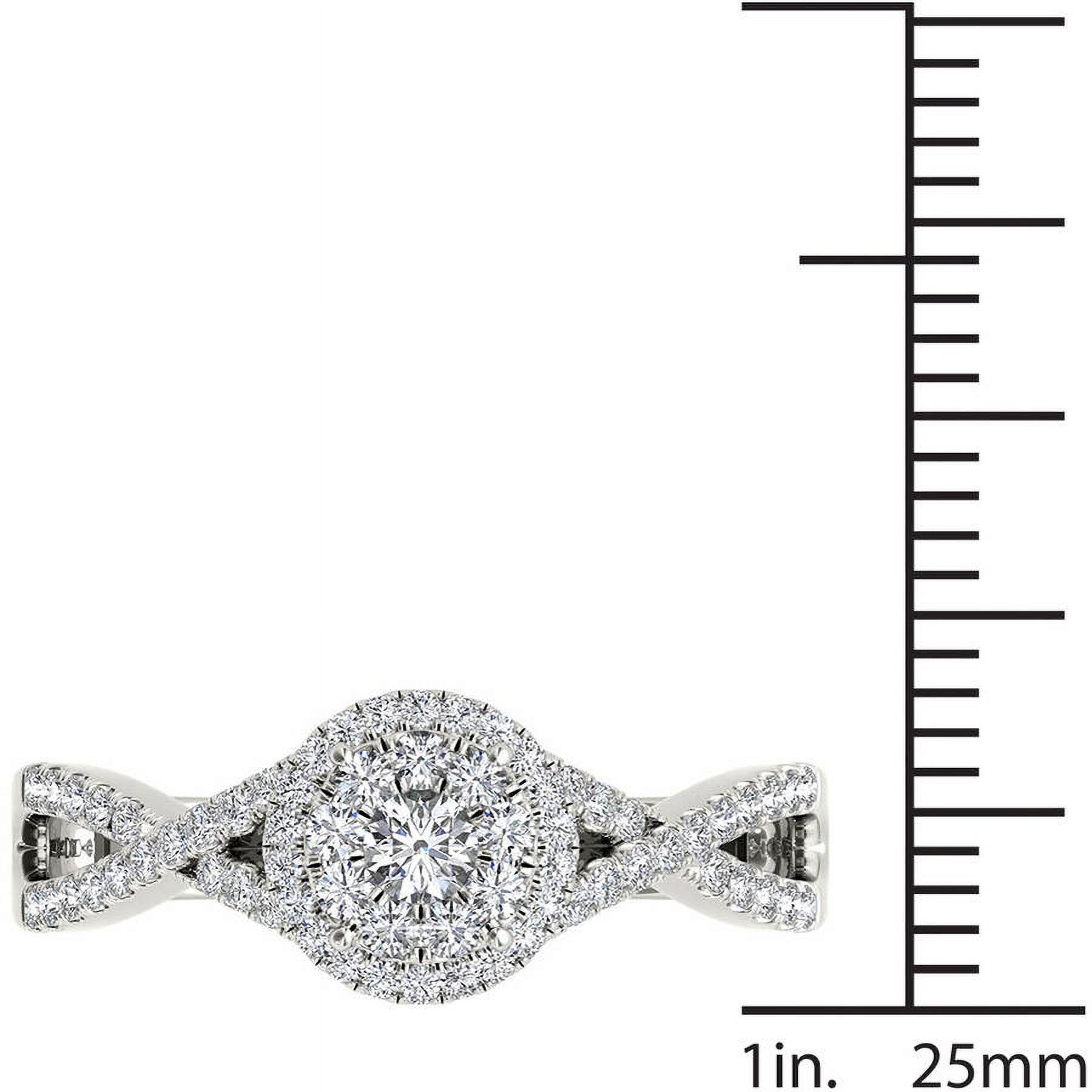 1/2 Carat T.W. Diamond Criss-Cross Shank Halo Cluster 10kt White Gold Engagement Ring