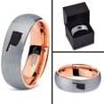 thumbnail image 4 of Tungsten Oklahoma Sooner State Band Ring 7mm Men Women Comfort Fit 18k Rose Gold Dome Brushed Gray Polished, 4 of 4