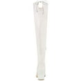 thumbnail image 2 of BLISSFUL STEP Women's Boots Glitter Over The Knee High Boots Chunky Heel Round Toe Lace Up Sparkly Boots White 7.5, 2 of 7