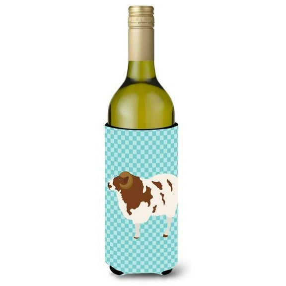 Jacob Sheep Blue Check Wine Bottle Beverge Insulator Hugger