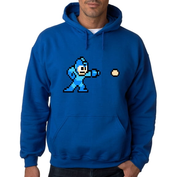 Blue Retro Classic NES Megaman Youth X-Large Hooded Sweatshirt