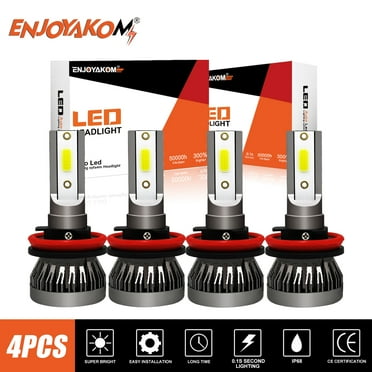 4pcs Combo H8/H9/H11 High Beam Low Beam, H11 LED Headlight Bulbs For Ford Fusion 2018 2019 2020 6000K Bright White