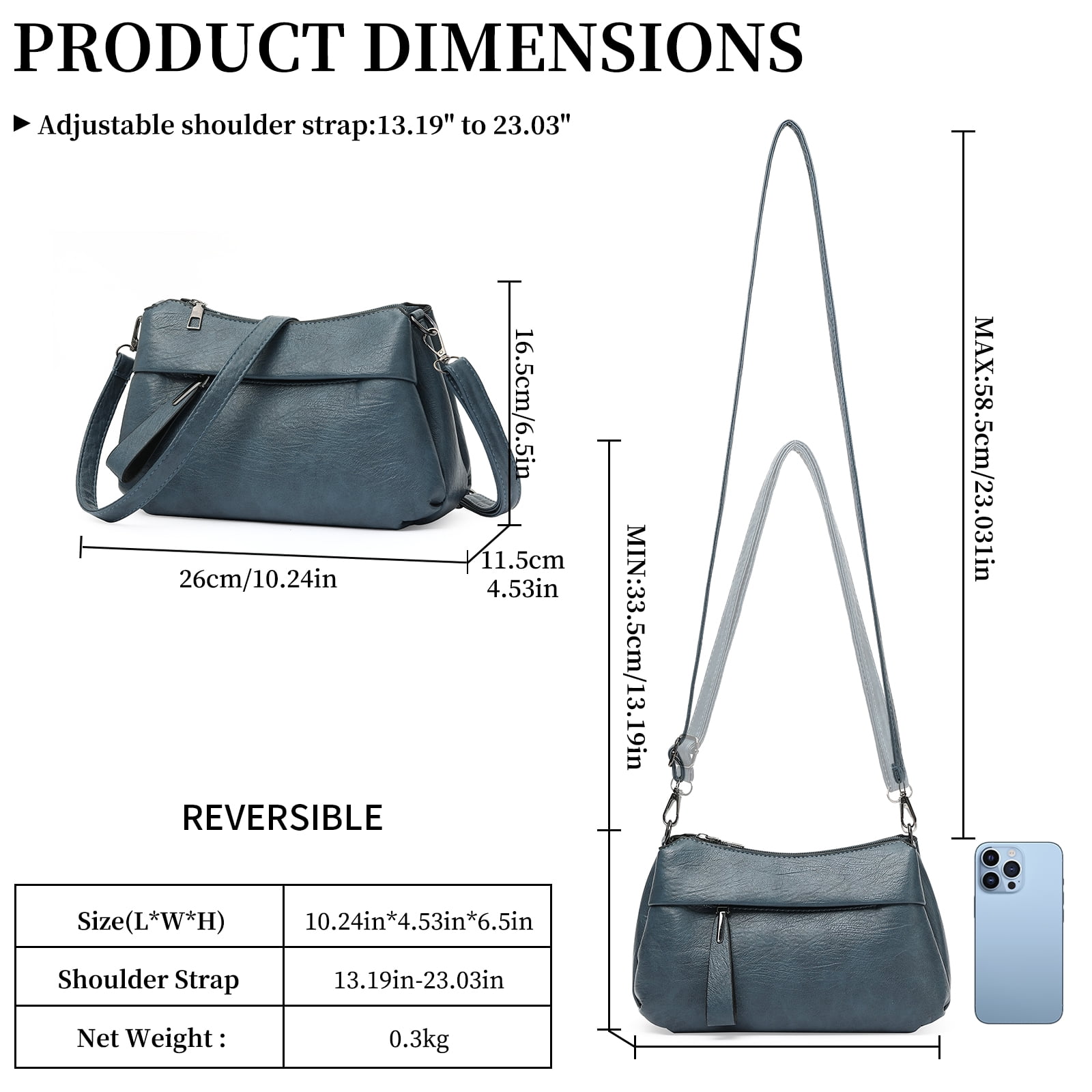 GOIACII Shoulder Bag for Women Leather Purse Crossbody Bag with Adjustable Strap